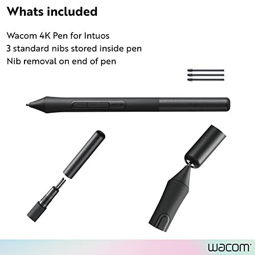 Wacom Intuos Pen LP1100K | Cordless and battery free so pen never needs charging, 2 shortcut buttons, 4,096 levels of pressure sensitivity for control