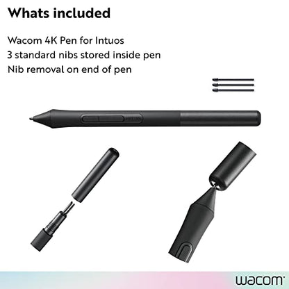 Wacom Intuos Pen LP1100K | Cordless and battery free so pen never needs charging, 2 shortcut buttons, 4,096 levels of pressure sensitivity for control
