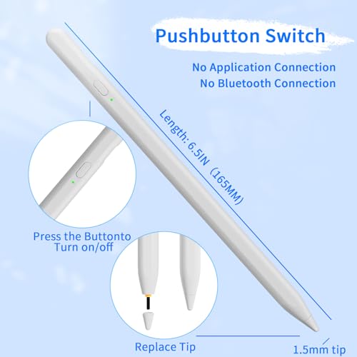 Stylus Pens for Touch Screens, Universal Fine Point iPad Pencil with Magnetic Adsorption Compatible with iPhone/iPad/Samsung/Android/Tablet & Other Touch Screens (White) - color: white