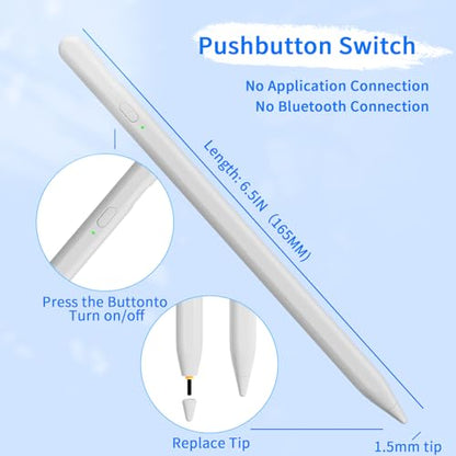 Stylus Pens for Touch Screens, Universal Fine Point iPad Pencil with Magnetic Adsorption Compatible with iPhone/iPad/Samsung/Android/Tablet & Other Touch Screens (White) - color: white