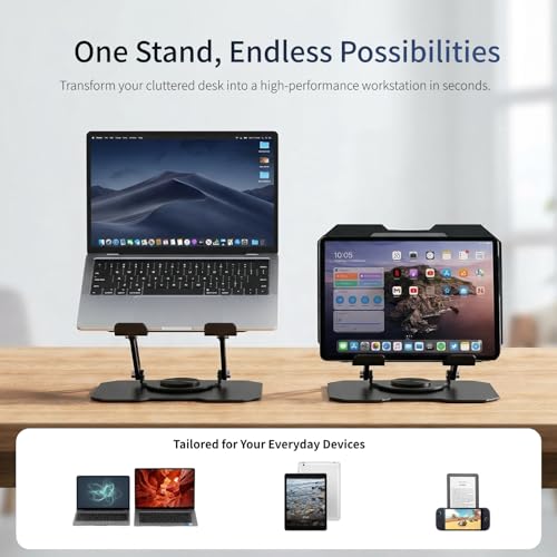 Laptop Stand for Desk, 360 Rotating Computer Riser with Adjustment Wrench, Ergonomic Laptop Riser for Collaborative, WorkFoldable & Portable Heavy Duty Stand Fit 10-16” Laptops