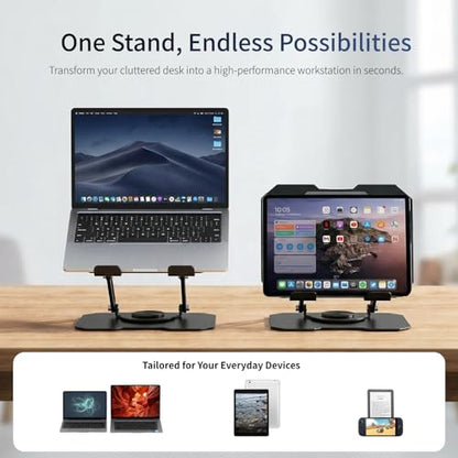 Laptop Stand for Desk, 360 Rotating Computer Riser with Adjustment Wrench, Ergonomic Laptop Riser for Collaborative, WorkFoldable & Portable Heavy Duty Stand Fit 10-16” Laptops