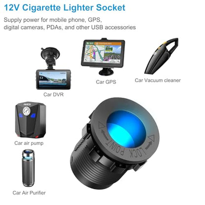 Tent Type Panel 12V USB Outlet Lighted Cigarette Lighter Socket, PD3.0 & QC3.0 Car USB Port Aluminum Charger with LED Voltmeter & Switch, Waterproof Power Panel Adapter DIY Kit for Car Boat Marine RV