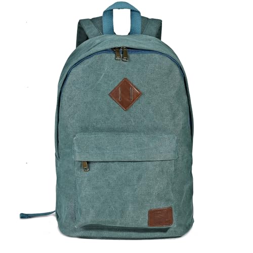 Canvas College Laptop Backpack, Durable Rucksack Travel Notebook Bag Backpack Book Bag for Men Women Turquoise Factory Directly - color: Turquoise