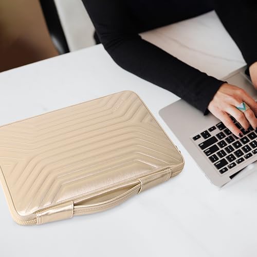 DOMISO 15.6 Inch Laptop Sleeve Case, Shockproof Waterproof Soft EVA Protective Bag with Handle, Lightweight Carrying Case for MacBook, Dell, HP, Lenovo, ASUS,Gold - color: Gold, size: 15 - 15.6 Inch