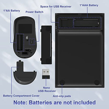 Wireless Number Pad and Mouse Combo 2.4G 19 Keys USB Wireless Numeric Keypad - 3 Adjustable Silent Mouse DPI 800/1200/1600, Number Keypad for Laptop/Notebook/Desktop/PC Computer, with USB Receiver