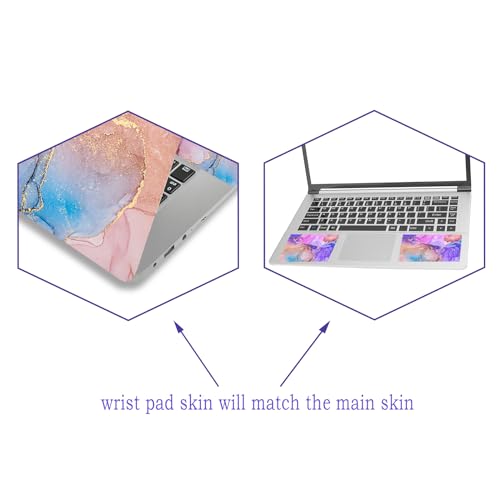 Laptop Decal Sticker Skin Cover, 11.6”12" 13" 13.3" 14" 15" 15.4" 15.6 inch Laptop Netbook Vinyl Skin Sticker Cover Art Notebook PC Protector (2 Wrist Pad Skins), Removable Reusable, Purple Marble - color: Purple Marble