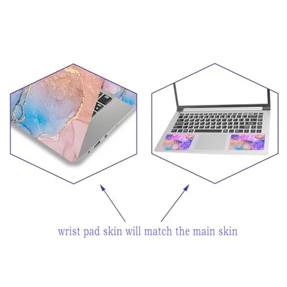 Laptop Decal Sticker Skin Cover, 11.6”12" 13" 13.3" 14" 15" 15.4" 15.6 inch Laptop Netbook Vinyl Skin Sticker Cover Art Notebook PC Protector (2 Wrist Pad Skins), Removable Reusable, Purple Marble - color: Purple Marble