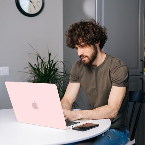 AKIT Compatible with MacBook Air 15 inch Case 2026 2025-2023 M5 M4 M3 M2 A3448 A3241 A3114 A2941, Slim Matte Hard Shell Laptop Case+Screen Protector+Keyboard Cover for MacBook Air 15 inch, Chalk Pink - color: Chalk Pink