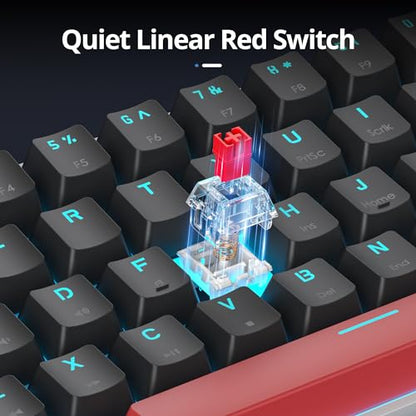 Portable 60% Mechanical Gaming Keyboard, 60 Percent Red Switch LED Backlit, 61 Keys Mini Black & White USB Wired Office Keyboard for Windows Mac Laptop PC - color: 61 White & Black/Red Switch
