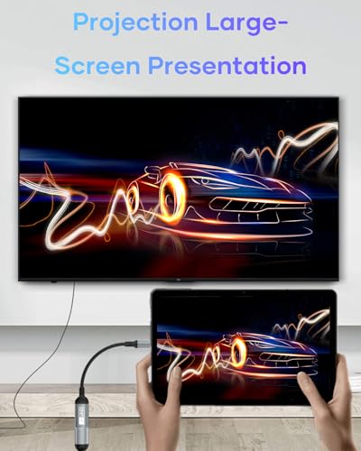 USB C to HDMI Adapter, 4K@60Hz Thunderbolt 4/3 to HDMI Adapter, Type C to HDMI Converter HDR Compatible with MacBook iMac iPad Pro Air iPhone 16 15 Samsung Galaxy S24 Ultra