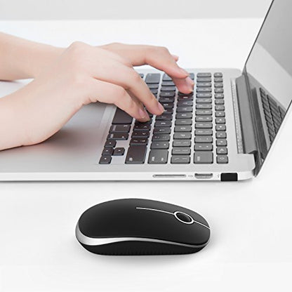 VssoPlor Wireless Mouse, 2.4G Slim Portable Computer Laptop Mouse with Nano Receiver Quiet Silent Optical Mice for Notebook, PC, Laptop, Computer-Black and Silver - color: Black and Silver