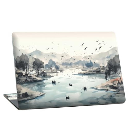 Universal Laptop Skin Sticker with 2 Wrist Pad Skins, Waterproof Scratch Resistant Vinyl Laptop Cover Decal, Cut to Fit for 11–15.6 Inch MacBook HP Dell Lenovo, Chinese Pastoral Painting - color: Chinese Pastoral Painting