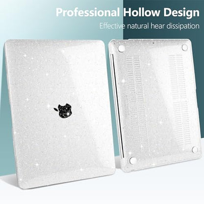 DONGKE for MacBook Air 13 inch Case 2021-2018 Release A2337 M1 A2179 A1932, Bling Plastic Hard Shell Case & Keyboard Cover Only Compatible with MacBook Air 13 inch Retina Fits Touch ID, Sparkly Clear - color: Sparkly Clear