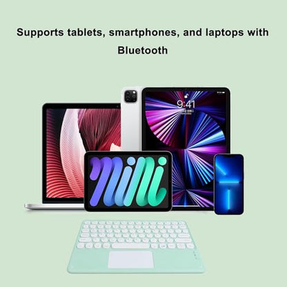 Wireless Keyboard with Touchpad, Ultra-Thin Rechargeable Bluetooth Keyboard Mini with Trackpad, Round Keys for iPad pro/iPad/iOS/Mac OS/Windows/Android (Green) - color: Green