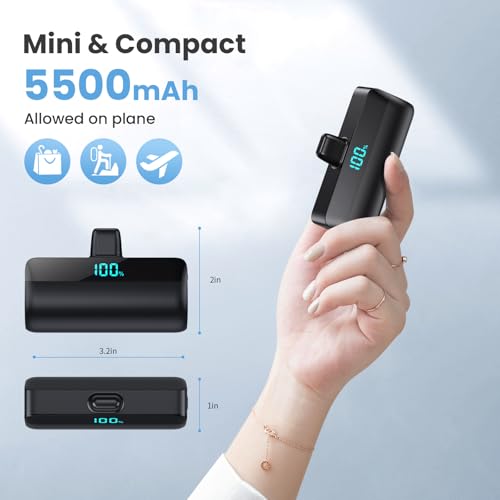[2-Pack]Mini Portable Charger for iPhone 17/16/15,Upgraded 5500mAh PD Fast Charging USB C Power Bank,Travel Essentials Battery Pack for iPhone 17/17 Pro Max /Air/16 Plus/16/15 Series Galaxy Android - color: A-Black+White