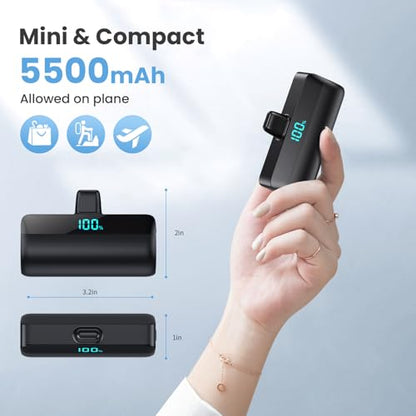 [2-Pack]Mini Portable Charger for iPhone 17/16/15,Upgraded 5500mAh PD Fast Charging USB C Power Bank,Travel Essentials Battery Pack for iPhone 17/17 Pro Max /Air/16 Plus/16/15 Series Galaxy Android - color: A-Black+White