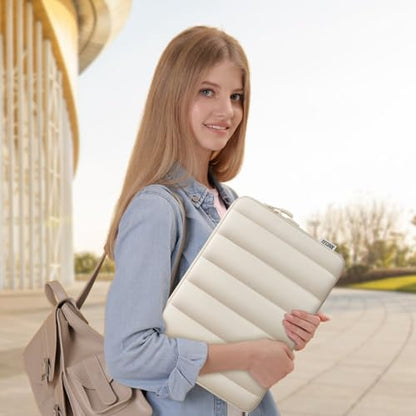 TECOOL Puffy Laptop Case 14 inch, Laptop Sleeve 14 inch for 14" Lenovo Thinkpad Ideapad HP EliteBook Pavilion Dell Chromebook,Protective Waterproof Sleeve MacBook Air 15 M5-M1 2026 2025,Beige - color: Beige, size: 14 Inch