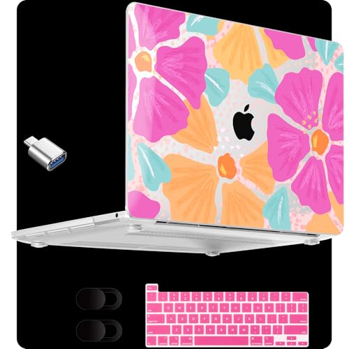 MEEgoodo for M2 MacBook Pro 13 inch Case 2022 2021 2020,Crystal Cover Fit Model A2338 M2/M1 A2251 A2289,Clear Case for 13.3-inch Laptop,Hard Shell for MacBook Pro M2, Hand-Drawn Blossom - color: Hand-Drawn Blossom