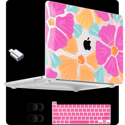 MEEgoodo for M2 MacBook Pro 13 inch Case 2022 2021 2020,Crystal Cover Fit Model A2338 M2/M1 A2251 A2289,Clear Case for 13.3-inch Laptop,Hard Shell for MacBook Pro M2, Hand-Drawn Blossom - color: Hand-Drawn Blossom