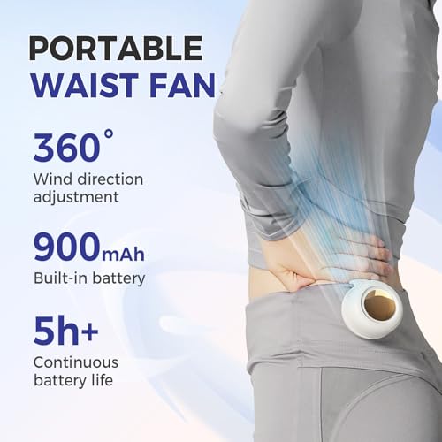 Portable Clip on Fan, 2026 New Silent Mini Bladeless Electric Fan, Mini Fans With Clip, 3-Speed Suspended Waist Fans for Outdoor & Travel & Office (White) - color: White
