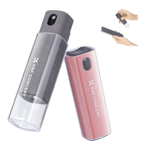 K&F CONCEPT 2-in-1 Screen Cleaning Tool, Includes 20ml Liquid, Grey & Pink | Powerful Cleaning,Wide-Angle Atomizing Nozzle, Fiber Cloth Shell,One Spray and One Wipe,Easy Clean,MM04
