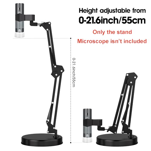 Max 21-inch Adjustable Universal Stand for Digital Microscopes (Only Stand) | 360° Rotating Arm – Table Clamp – Supports Up to 6cm Diameter USB/WiFi Microscopes – Ideal for Lab, Electronics, and DIY - size: Stand