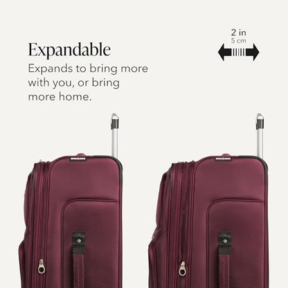 SWISSGEAR Sion Softside Expandable Spinner Luggage Durable Lightweight Travel Suitcase, Merlot, Checked-Large - color: Merlot, size: Checked-Large