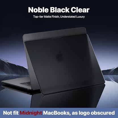 Soonjet for MacBook Air 15 inch Case M5 M4 M3 M2 2026-2023 Laptop Cover | Noble Black Clear, Matte Finish, Protective Hard Shell, Laptop Cover, Ultra Thin & Light, Anti Crack & Fingerprint & Scratch - color: Noble Black Clear