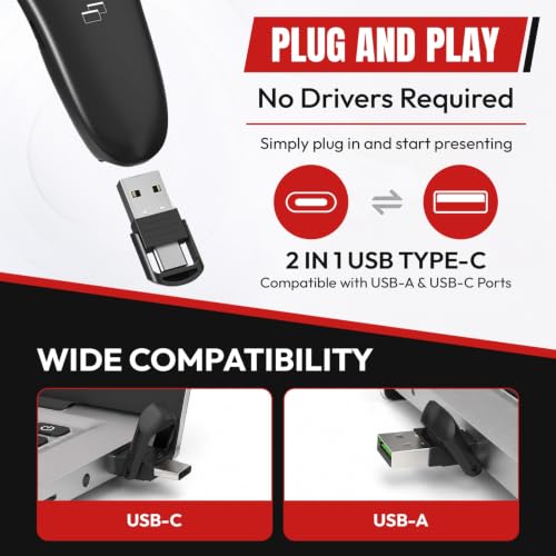 [2 Units] Presentation Clicker with 2 Cases Storage, Red Laser Pointer