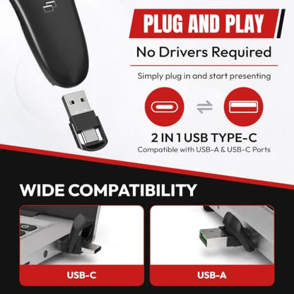 [2 Units] Presentation Clicker with 2 Cases Storage, Red Laser Pointer