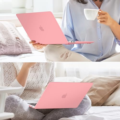May Chen Compatible with New MacBook Air 13 inch Case 2021 2020 2019 2018 Release, Plastic Hard Shell with Keyboard Case for MacBook Air 13 inch with Retina Dispaly Fits Touch ID, Matte Pink - color: Pink