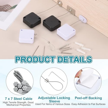 PATIKIL Retractable Remote Control Cable Tether (3.3ft /1M, White)(2 Set) Remote Control Security Lanyard Lock Adjustable Locking Leash with Rope Locks and Screws, Suit for - TVs/Tablets - color: White, size: 3.3 ft