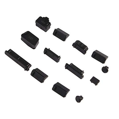 13Pcs/Set Protective Silicone USB RJ45 Port HDMI Interface Cover Anti-Dust Plug Dust Stopper Computer Accessories Dustproof Cover(Black) - color: black