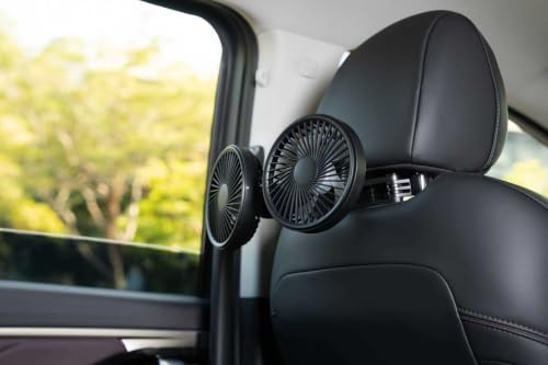 Pelidox Car Fan for Backseat - 3 Speeds 360° Rotation Dual Head USB Back Seat Cooling Fan Kids Baby Quiet Fan with LED Display for Almost Vehicle Jeep Van RV Truck - size: Large