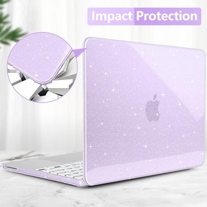 DONGKE Glitter Case for MacBook Neo 13 Inch 2026 (Model A3404 | A18 Pro Chip) | Clear Sparkly Hard Shell Cover with Screen Protector | Keyboard Cover & 2 USB-C Adapters - Bling Purple - color: Bling Purple