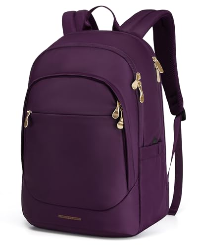Travel Backpack for Women, 15.6 Inch, Purple | Laptop Backpack, USB Charging Hole, Water Resistant, Large Capacity, College Bookbag - color: Purple, size: 15.6 Inch without Wheels
