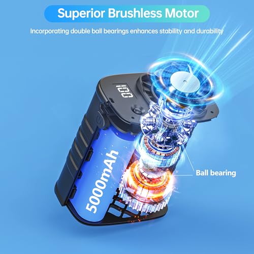 Waist Fan, 5000mAh Rechargeable Belt Clip Fan, 39ft/s Strong Airflow, 5 Speeds, Up to 29H Runtime, Wearable Hands-Free Cooling with LED SOS Light for Outdoor Camping Hiking - color: Black
