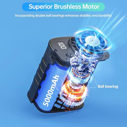 Waist Fan, 5000mAh Rechargeable Belt Clip Fan, 39ft/s Strong Airflow, 5 Speeds, Up to 29H Runtime, Wearable Hands-Free Cooling with LED SOS Light for Outdoor Camping Hiking - color: Black