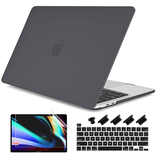 for MacBook Pro 13 inch Case 2023 2022 2021 2020 Release Model: A2338 M2/M1 A2289 A2251 with Touch Bar & Touch ID, Frosted Matte Plastic Hard Shell Case & Keyboard Cover, Black - color: Black