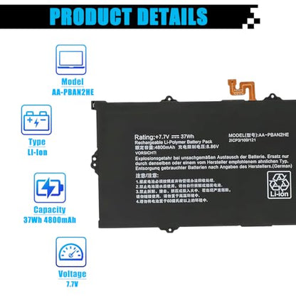 AA-PBAN2HE Laptop Battery Replacement for Samsung Galaxy Book Go 340XDA NP340XLA-KA4US NP340XLA-KA12US NP340XLA-KA2CA XE340XDA-KA3US-RB XE340XDA-KA1US XE340XDA-KA3 XE340XDA-ka1it 4800mAh 37Wh
