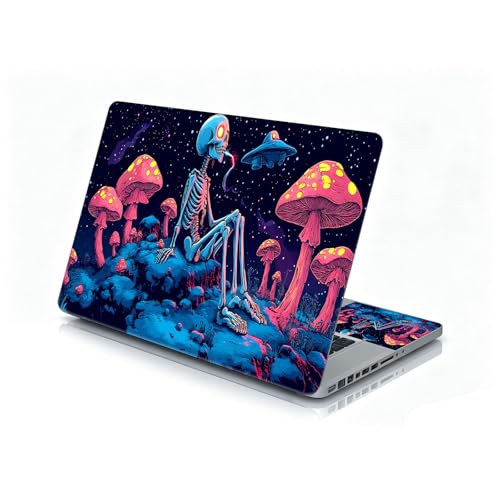 Universal Laptop Skin Sticker Decal, 12"-15.6" Aesthetic Vinyl Wrap, Skull in Magic Mushroom Space Waterproof Notebook Cover Art Protector for MacBook HP Dell Lenovo, Fits 13" 14" 15" 15.6" - color: Skull in Magic Mushroom Space
