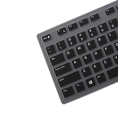 Keyboard Cover Skin for Dell KM636 KB216 KB216t KB216d KB216p Wired & Wireless Keyboard, Dell Optiplex 5250 3050 3240 5460 7450 7050, Dell Inspiron Desktop 24" 27" 5400 5490 7700 7790 3475 3670 3477 - color: Black