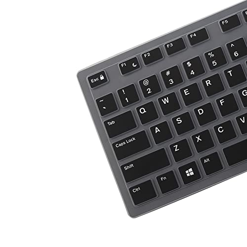 Keyboard Cover Skin for Dell KM636 KB216 KB216t KB216d KB216p Wired & Wireless Keyboard, Dell Optiplex 5250 3050 3240 5460 7450 7050, Dell Inspiron Desktop 24" 27" 5400 5490 7700 7790 3475 3670 3477 - color: Black