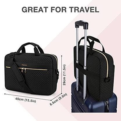 BAGSMART Laptop Bag, 15.6/17.3 Inch Briefcase for Women Large Laptop Case Computer Bag Office Travel Business, Black - color: Black, size: 15.6 Inch