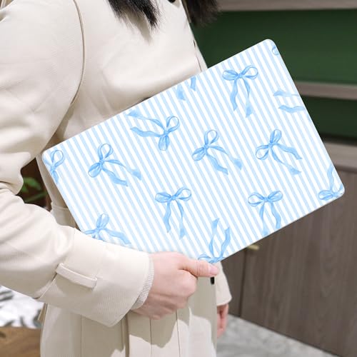 MEEgoodo for M5/M4/M3/M2 MacBook Air 15 inch Case 2026 2025 2024 2023, Case Fit Model (A3448/A3241/A3114/A2941) for MacBook Air 15.3 inch, Blue Stripes&Bows - color: Blue Stripes&Bows