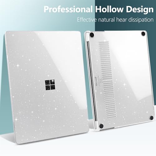 Batianda Glitter Case for Surface Laptop 13.8 Inch 2024-2026, Starry Clear | Fits Surface Laptop 7th/8th for Business, Subtle Glitter Mist Finish, 1.2mm Lightweight Ultra-Slim Hard Shell 4-in-1 Bundle - color: Bling Clear