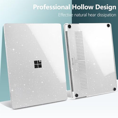 Batianda Glitter Case for Surface Laptop 13.8 Inch 2024-2026, Starry Clear | Fits Surface Laptop 7th/8th for Business, Subtle Glitter Mist Finish, 1.2mm Lightweight Ultra-Slim Hard Shell 4-in-1 Bundle - color: Bling Clear