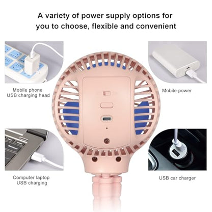 WiHoo Portable Stroller Fan, 11H Ultra-long Battery Life 3 Speed 360°Rotate, USB Rechargeable or Battery Operated Cooling Clip On Personal Fan for Baby Crib Travel Car Seat Pink - color: Pink