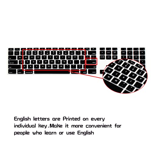 HRH Black Silicone Keyboard Skin Cover for iMac Wired USB Full Size Keyboard with Numeric Keypad A1243(G6 MB110LL/B and MB110LL/A) - color: Black